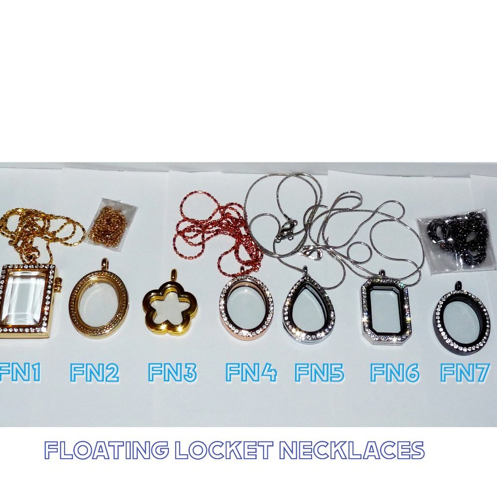FL *U Choose* Floating Memory Locket Pendants Oval,Pear,Square,Flower, w/10 char
